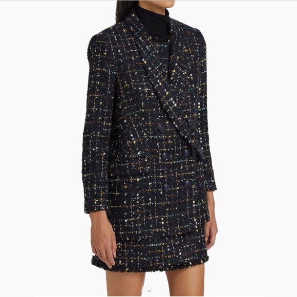 L'AGENCE Jayda Tweed Double-Breasted Oversize Blazer Jacket - Picture 3 of 10